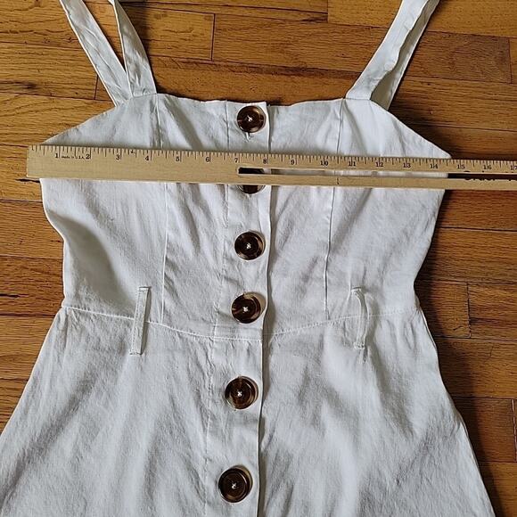 Forever 21 Belted Linen Blend Midi Sun Dress Fit Flare Coastal Summer - Picture 6 of 12